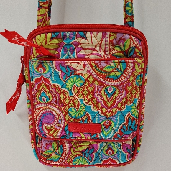 Vera Bradley Paisley In Paradise Crossbody Bag Multiple Pockets Adjustable Strap - Picture 1 of 10